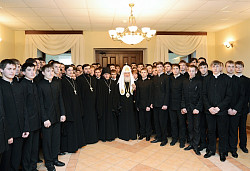 Святейший Патриарх Кирилл посетил гимназию имени преподобного Сергия Радонежского при Варницком монастыре